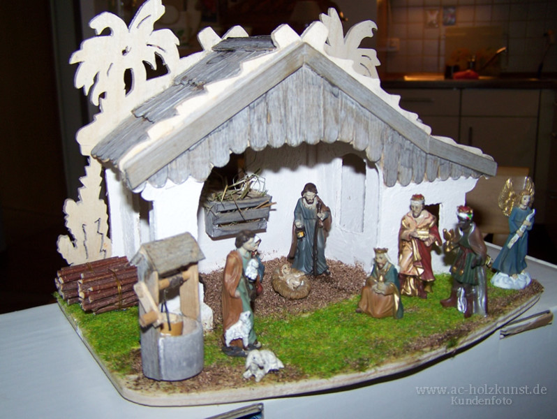 Laubsägearbeit Miniatur Krippe Christi Geburt  AC-Holzkunst